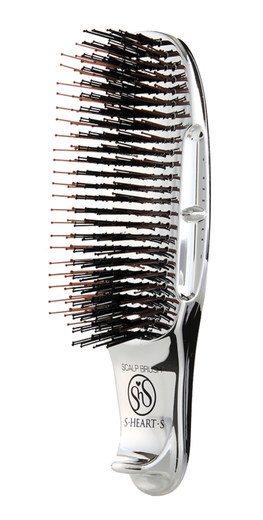 Массажная расческа для кожи головы, серебряная S Heart S Scalp Brush Plus Short Silver